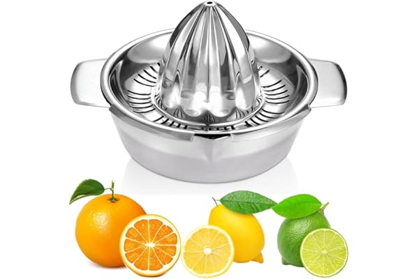 Citrus Lemon Orange Grapefruit Juicer Manual Stainless Steel 304 Anti-Rust Metal Hand Press Fruit Squeezer with Juice Straine