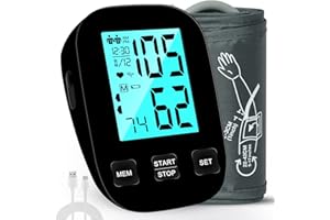 P PANACARE Blood Pressure Monitor, PANACARE Automatic Blood Pressure Machine for Upper Arm, Adjustable Digital BP Cuff Kit, Adjustable Cuff Large Arm Tri-Color Backlight Screen Audio Reading (Black)