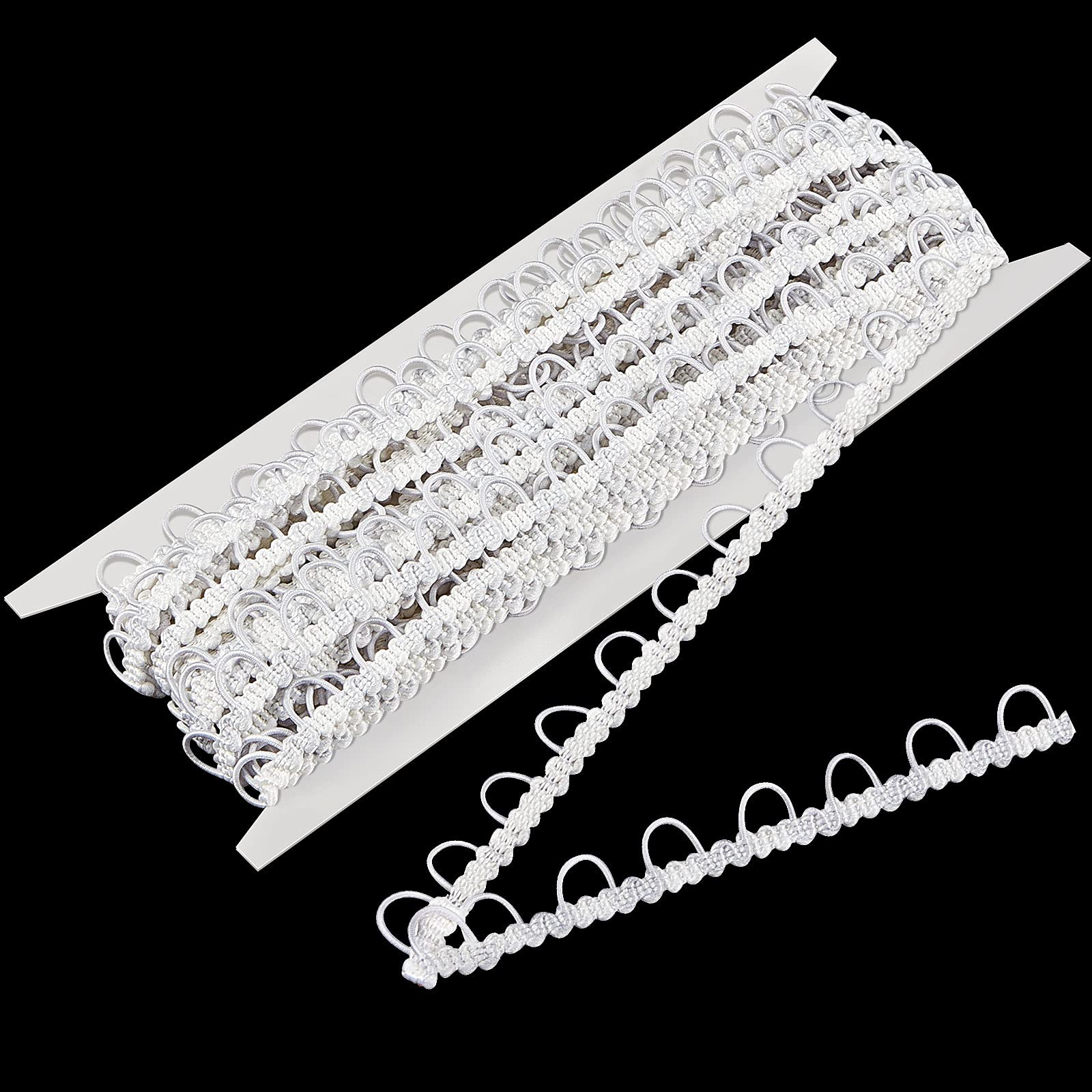 Photo 1 of 10 Yards Gimp Braid Trim with Elastic Button Loop Bridal Button Loops Dress Zipper Extender Upholstery Trim Sewing Embellishment for Wedding Costume DIY Crafts Jewelry Home Decor(White)