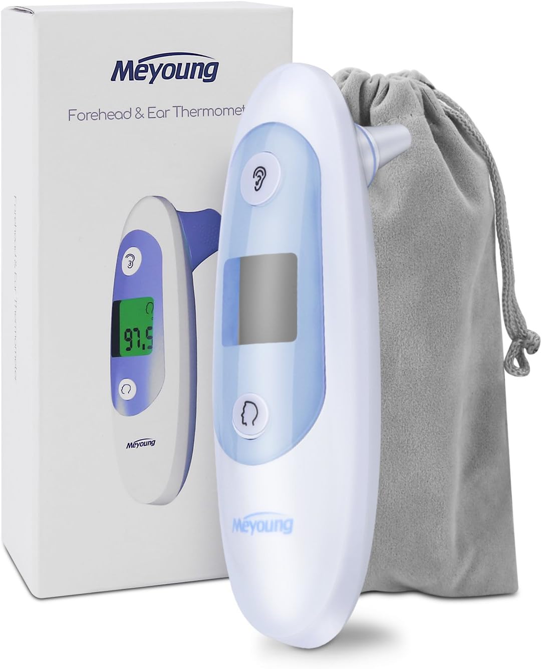 Baby Thermometer - Forehead and Ear Thermometer for Fever by Meyoung - Accurate Dual Mode Basal Medical Digital Body Infrared Thermometers for Baby,Kids,Infant,Toddler and Adult - Temporal Thermometer