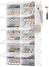 SONGMICS Interlocking Shoe Rack 10-Slot Modular Storage Unit White