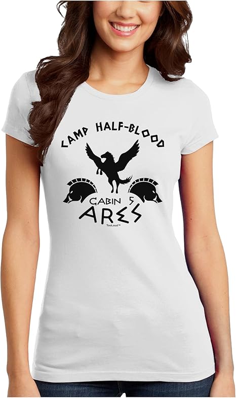 Amazon Com Tooloud Camp Half Blood Cabin 5 Ares Juniors T Shirt