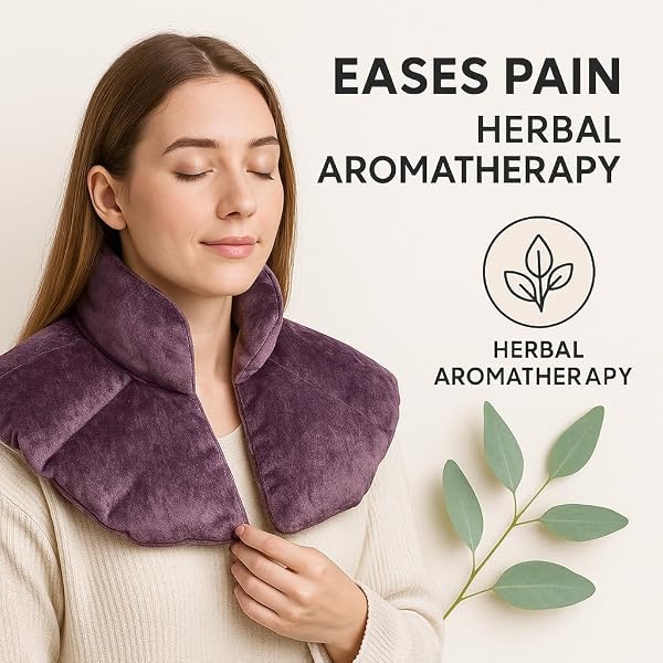 KOZI NECK HEATING PAD | MICROWAVEABLE WEIGHTED SHOULDER HEATING PAD | NECK AND SHOULDER HEATING PAD WITH CLAY BEADS & AROMATHERAPY (AMETHYST)