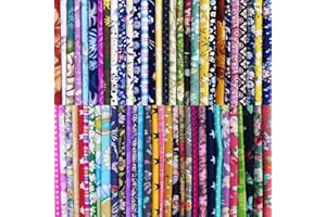 BBRAND 50pcs 12 x 12 inches Cotton Fabric Bundle Squares for Quilting Sewing, Precut Fabric Squares for Craft Patchwork