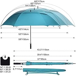 G4Free 62 inch Extra Large Windproof Golf Umbrella