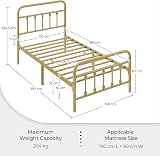 Yaheetech 3ft Single Bed Frame Vintage Iron Platform Bed Antique Gold view 9