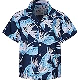 MOHEZ Little & Big Boys Hawaiian Shirts Short Sleeve Summer Beach Tropical Casual Aloha Luau Shirts Top for Kids