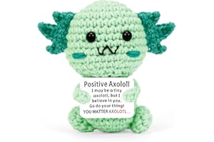 Megele Positive Crochet Animals Axolotl, Handmade Emotional Support Crochet Animals, Mini Axolotl Plush, Birthday Gifts for Women Men Friends