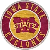Iowa State Cyclones Sign Wood 12 Inch Round State Design