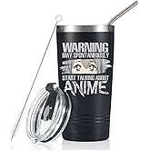 Onebttl Anime Gifts For Men, Women, Boys - 20oz/590ml Double Wall Vacuum Insulated Stainless Steel Tumblers Cups - Birthday Kawaii Gifts for Anime Lovers - Warning