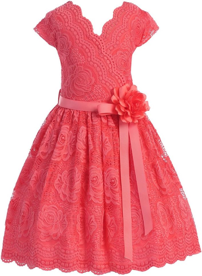 iGirlDressLittle Girls Floral Design Lace Easter/Spring Dress Sizes 2-16