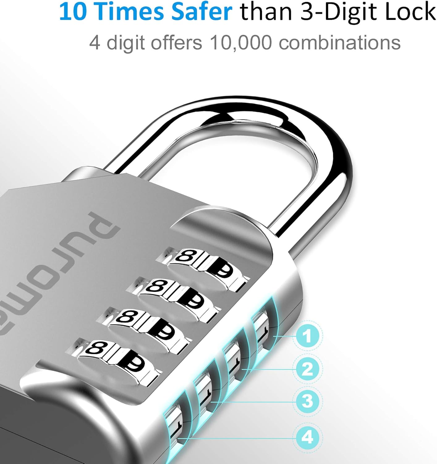 Puroma 2 Pack Combination Lock 4 Digit Outdoor Waterproof Padlock for School Gym Locker, Sports Locker, Fence, Toolbox, Gate, Case, Hasp Storage (Silver): Home Improvement