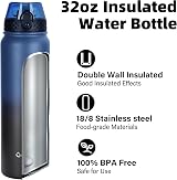 OLDLEY 1L Stainless Steel Water Bottle with 3 Lids Blue Black Vaccum Insulated view 4