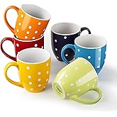 bestone Coffee Mugs Set of 6,17 oz Large Coffee Mugs, Ceramic Mugs with Handles,etc Coffee Mugs, Cups for Coffee Cereal Latte ,Microwave & Dishwasher safe,Vibrant Colors