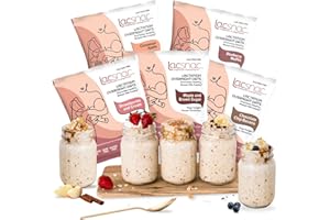 Lacsnac Variety Pack Lactation Overnight Oats (6 Count) - Lactation Supplement made with Whole Grain Oats, Flax Seeds, and Brewer’s Yeast, Promotes Lactation & Healthy Breast Milk Supply, GMO-free