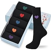 Corlap Women's Cute Cotton Crew Athletic Running Socks - Ankle High, Novelty Fun Heart Design 5-Pairs (Gift Box)