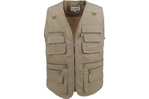 LUSI MADAM Men's Poplin Outdoors Travel Sports Multi-Pockets Work Fishing Vest