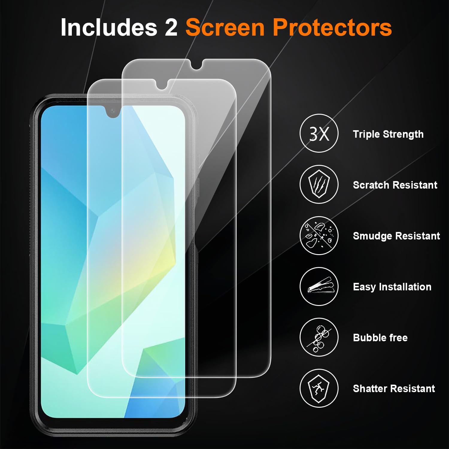 Ezanmull for Samsung Galaxy A16 5G Phone Case, [Military Grade Drop Protection] [Glass Screen Protector + Camera Lens Protector] Non-Slip Shockproof Case for Samsung Galaxy A16 5G (Black)