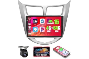 4+64G Android 15 Car Radio for Hyundai Accent Verna Solaris 2010-2016 Wireless Carplay Android Auto, Realdio 9" 1280*720P in-