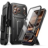 SUPCASE for iPhone 17 Pro Case with Camera Control Button (Unicorn Beetle Pro), [Built-in Kickstand & Screen Protector] [Military-Grade Protection] Full Body Heavy Duty Phone Case, Black