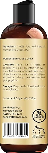 Handcraft Blends Fractionated Coconut Oil 236 ml Carrier Oil view 3