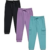 Girls Cotton Blend Jogger Pants Set Comfortable, Stylish, and Durable Pack of 3 with Drawstring