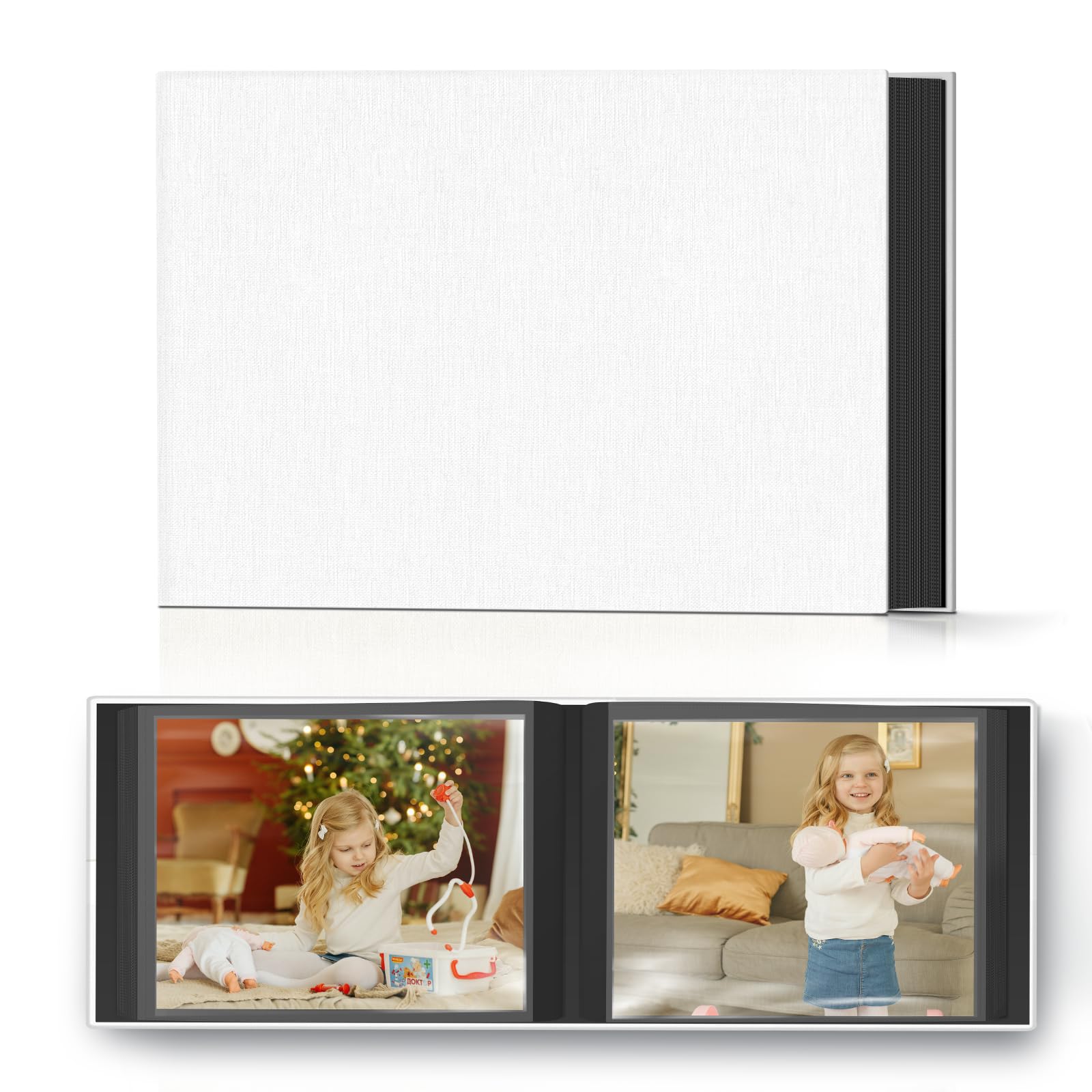 Popotop Photo Album 4x6 48 Pockets for Wedding Gifts,Linen Hardcover Picture Albums for Family Anniversary Baby Vacation Pictures