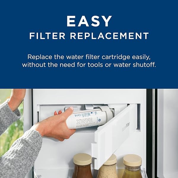 GE XWFE REFRIGERATOR WATER FILTER, GENUINE REPLACEMENT FILTER, CERTIFIED TO REDUCE LEAD, SULFUR, AND 50+ OTHER IMPURITIES, REPLACE EVERY 6 MONTHS FOR BEST RESULTS, PACK OF 1