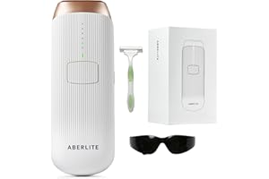 Aberlite Luxe - IPL Laser Hair Removal Device for Women & Men - Painless w/Sapphire Cooling, Double Pulse, Auto Scan, 4 Modes, 5 Intensity Levels - At Home Intense Pulsed Light (IPL) System (White)