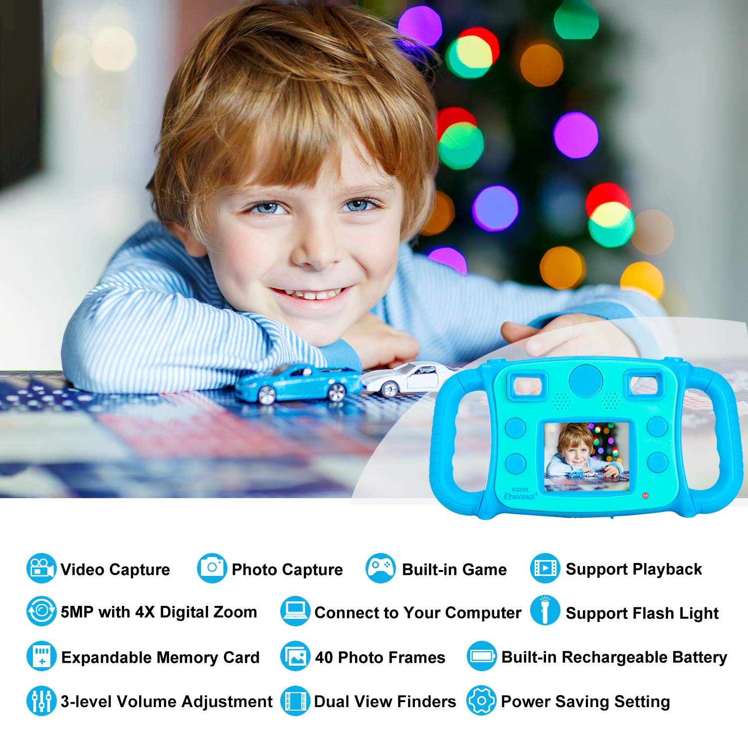 Drograce KD200 Kids Camera Creative Camera 1080P HD Video Recorder Digital Action Camera Camcorder for Boys Girls Gifts 2.0\