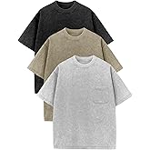 COZYPOIN 3 Pack Unisex Boys Girls T-Shirts Kids Short Sleeve Crewneck Acid Washed Tee Shirts Summer Tops 3-16Y