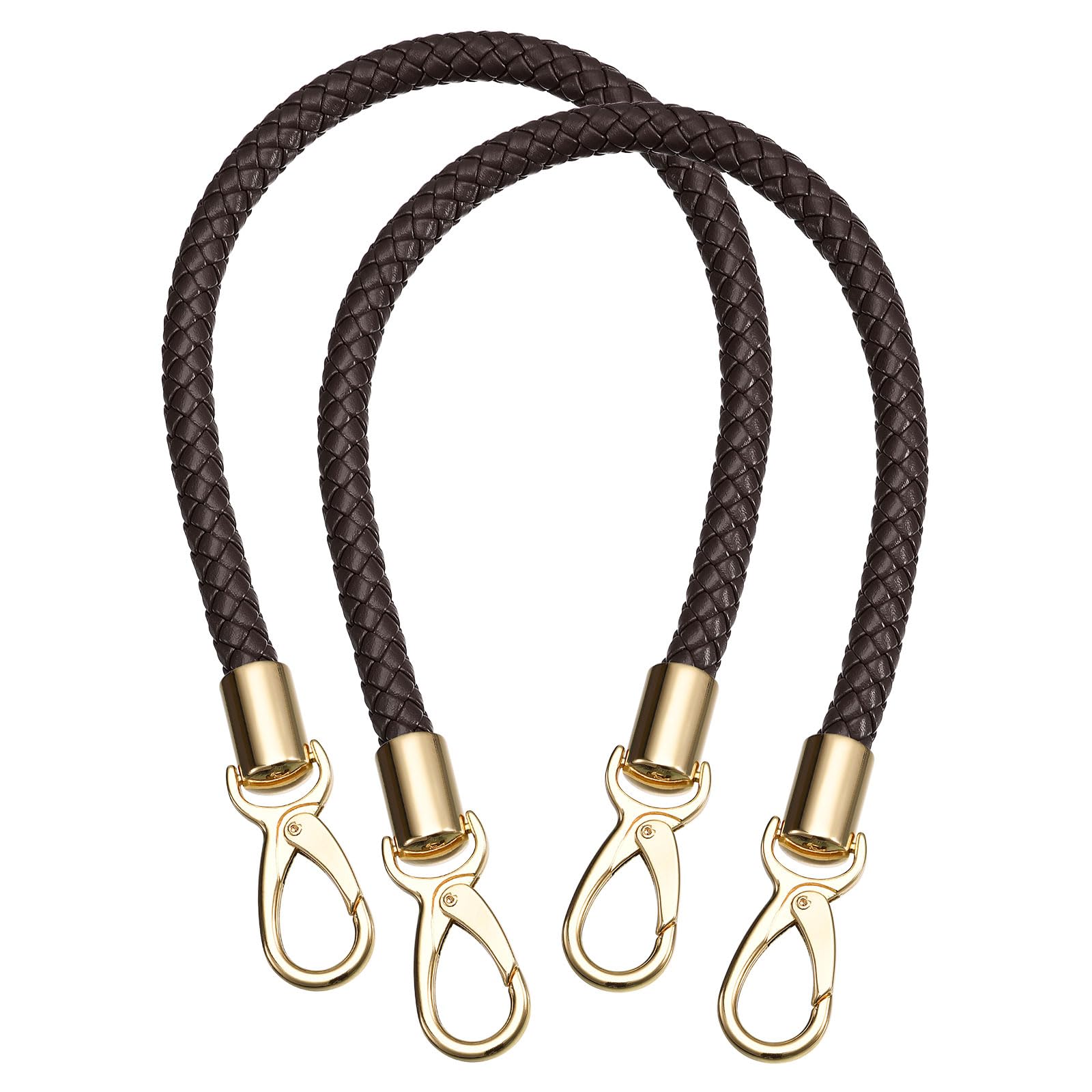 Uxcell Leather Purse Strap, 2Pcs 50cm/19.7" PU Braided Purse Replacement Handle for Women's Handbag Underarm Bag Tote (Brown)