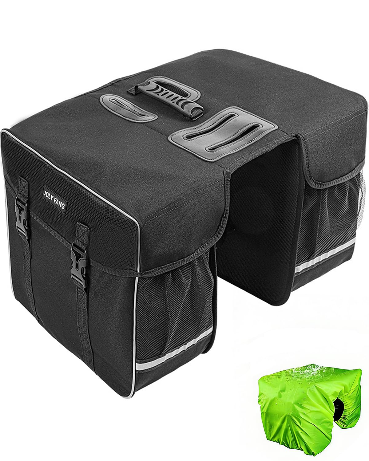 JOLY FANG Bicycle Pannier Bag, 30L Double Rear Bicycle Bag with Rain Cover