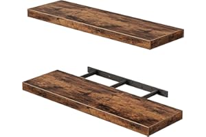 Fixwal Floating Shelves for Wall, 22" Long Wall Mounted Rustic Wood Shelves for Living Room, Bedroom, Bathroom and Kitchen, f