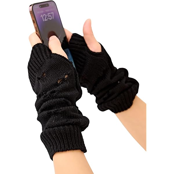 Amazon.com: F Flammi Arm Warmers Goth Knitted Fingerless Gloves
