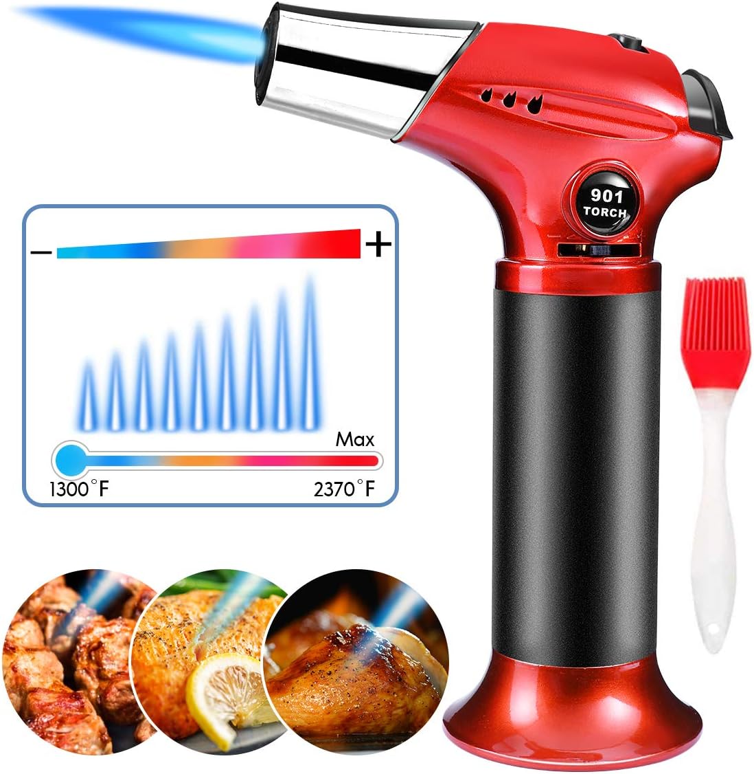 Butane Torch, Refillable Culinary Torch Kitchen Blow Torch Lighter with Safety Lock