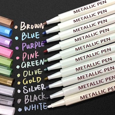 APOGO Metallic Marker Pens set of 10 for Black Paper Scrapbooking Art