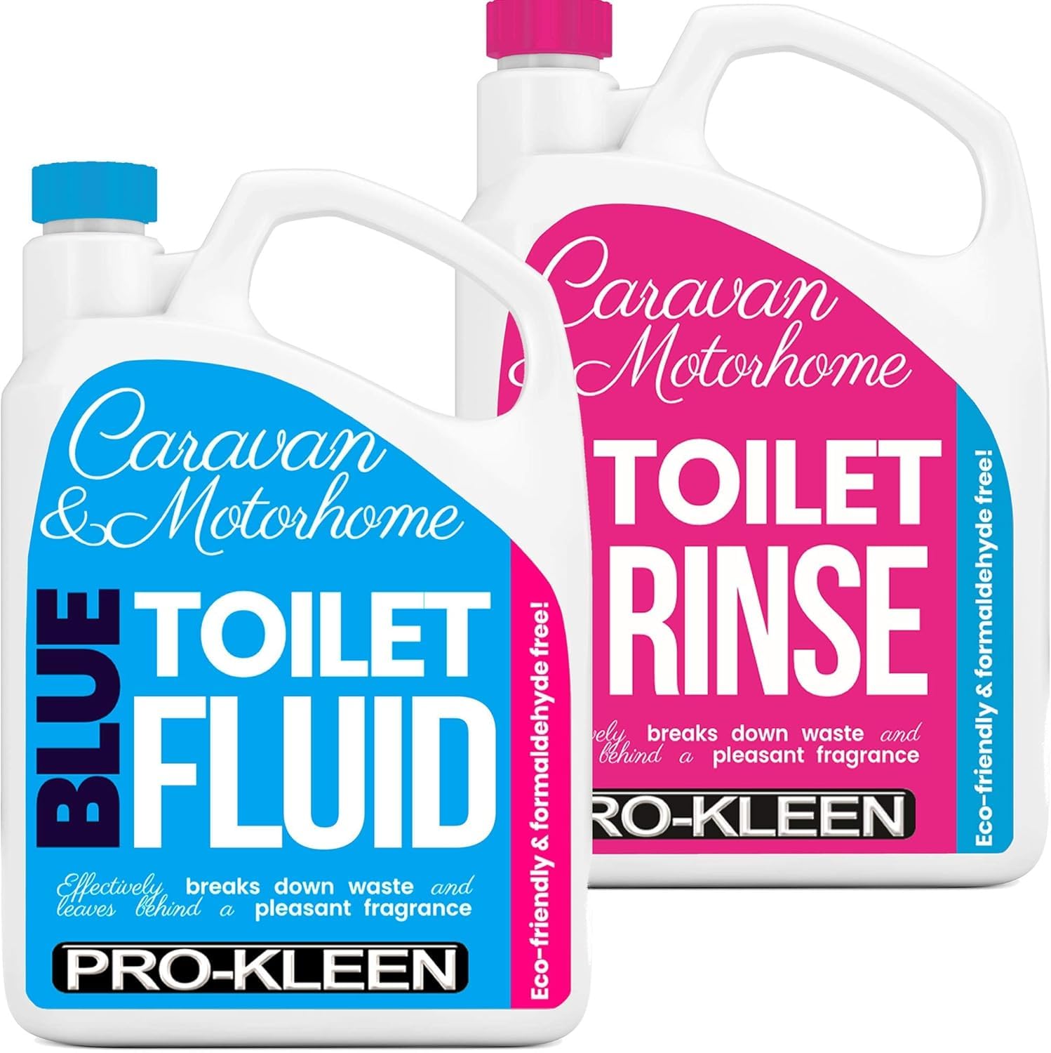 Pro-Kleen Caravan Toilet Chemical Blue 2L and Pink 2L Rinse Fluid Solution Cleaner for Caravan and Motorhomes - Eco-Friendly, Formaldehyde Free - Upto 20 Treatments Each