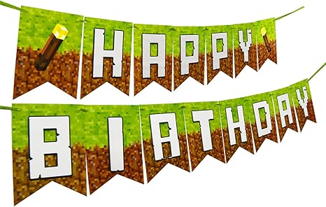 Minecraft Party Decorations Happy Birthday Banner Amazon Ca Toys