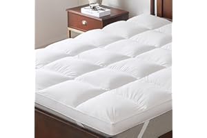 LeWinBedding 3 Inch White Goose Feather Mattress Topper,Queen Feather Bed Topper,Mattress Cover with Straps,Ultra Soft Pillowtop,100% Organic Cotton Fabric(60”x80”)