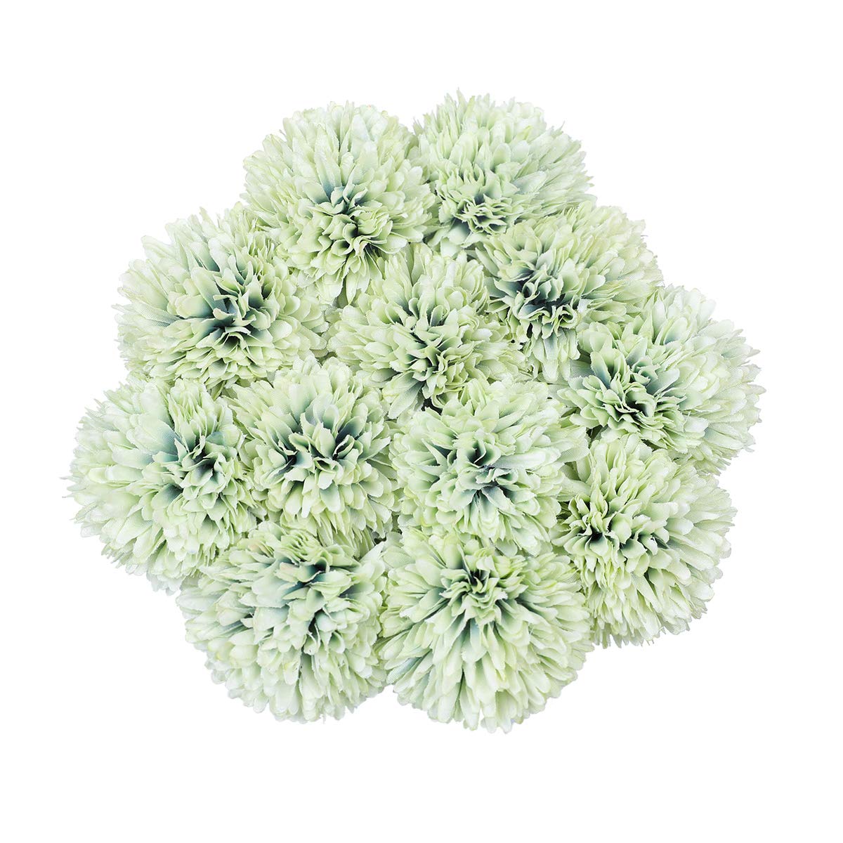 Tifuly Artificial Hydrangea Flowers, 12 Pcs Silk Chrysanthemum Small Ball Flowers for Home Garden Party Office Decoration Bridal Wedding Bouquets Floral Arrangement(Green)
