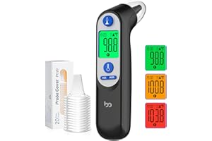 FEMOMETER FAMILY Ear Thermometer, 1 Second Accurate Digital Thermometer for Adults Kids Babies, 3 Age Groups 3 Color Backlight Display Fever Alarm 30 Memory Recall, Infrared Touchless Thermometer for Whole Family