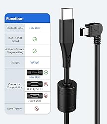 Gonofeto Dash Cam Charger Cable,(3Ft 18AWG) USB C