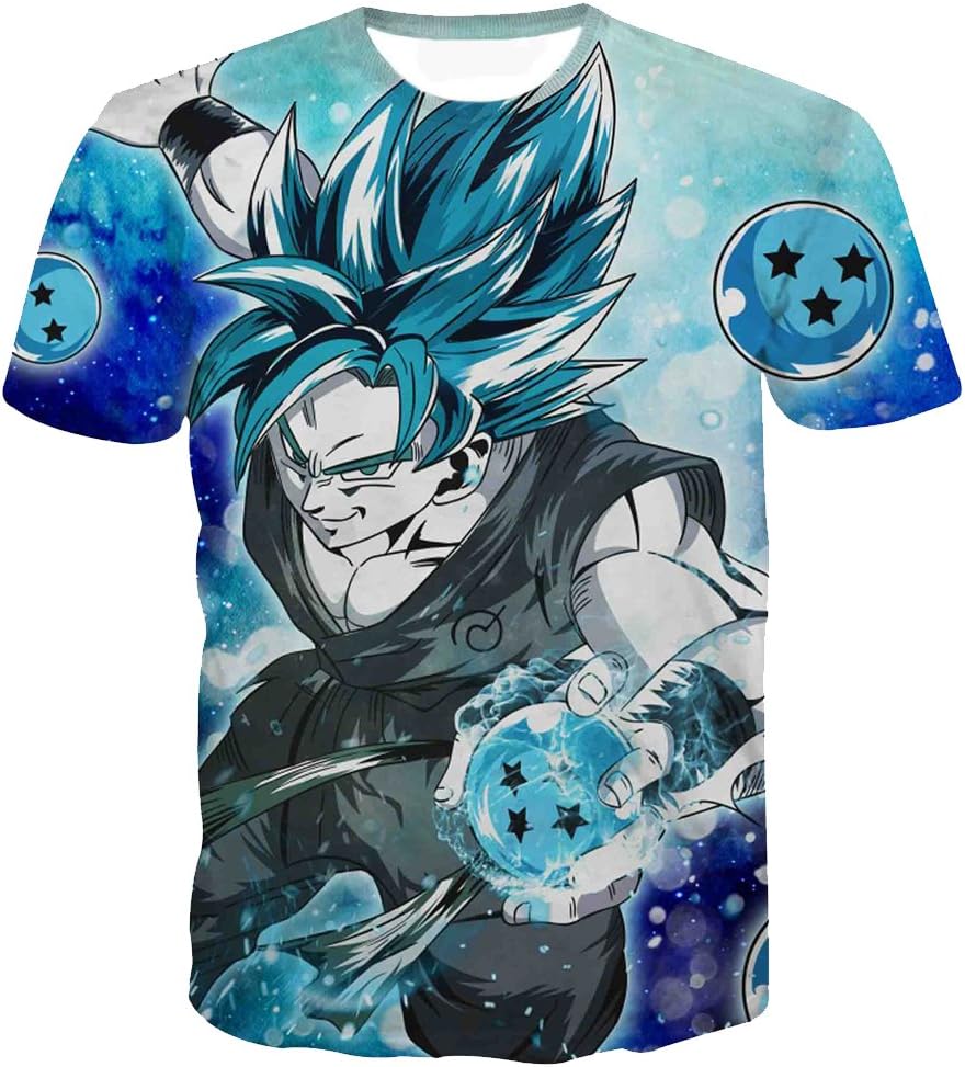 Yangxinyuan Summer New Unisex Creative Short Sleeve Dragon Ball 3D Goku Print T-Shirt
