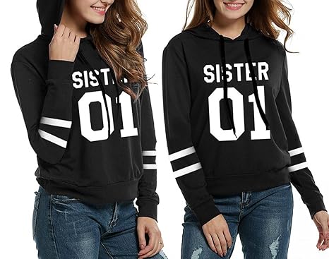 Sister Damen Kapuzenpullis Beste Freunde Hoodies Langarm Kapuzenpullover Sweatshirt Pullover Tops Bluse Kapuzen Sweatshirt 2 