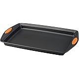 Rachael Ray Nonstick Bakeware with Grips, Nonstick Cookie Sheet / Baking Sheet - 10 Inch x 15 Inch, Gray with Orange Grips