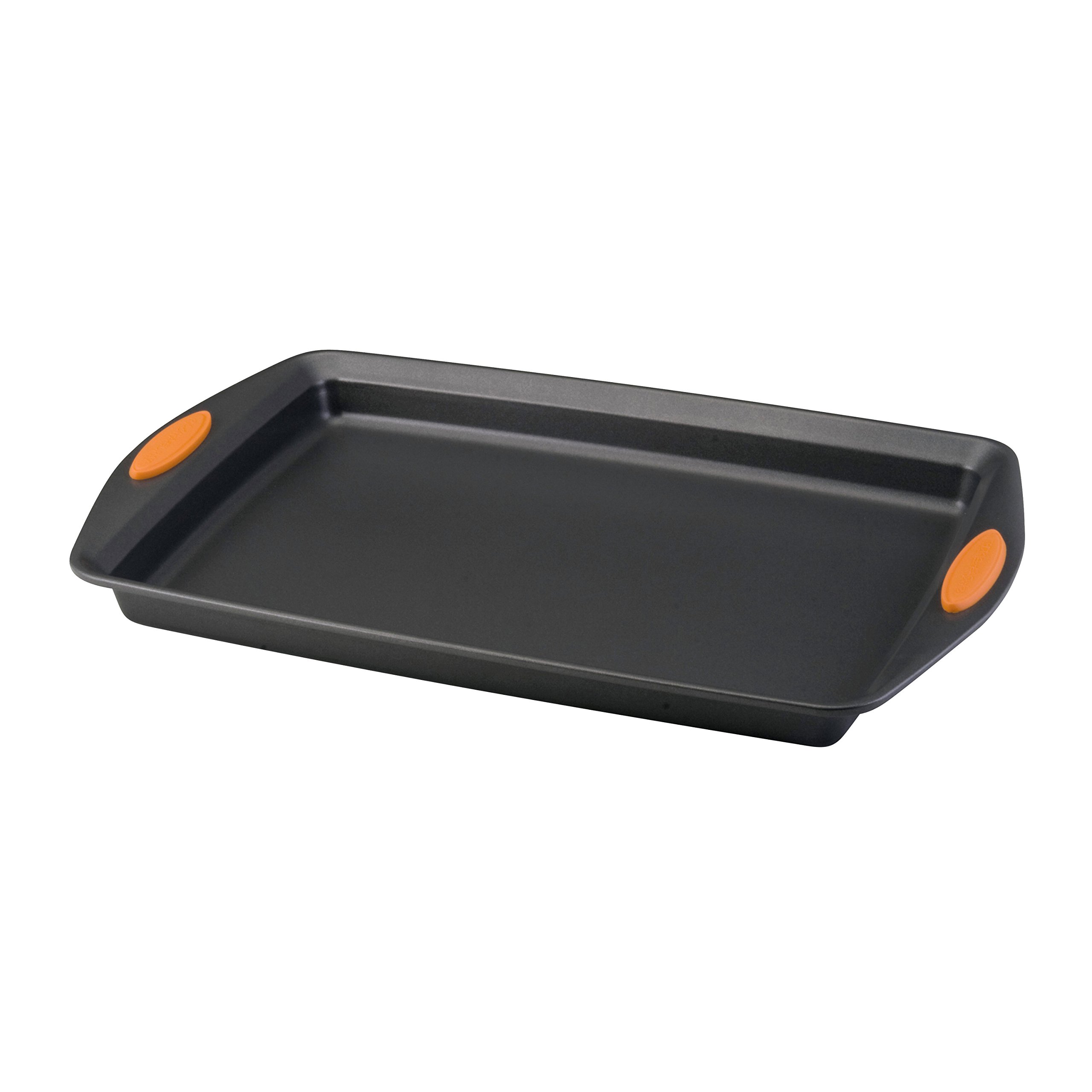 Rachael Ray Nonstick Bakeware with Grips, Nonstick Cookie Sheet/Baking Sheet - 10 Inch x 15 Inch, Gray with Orange Grips