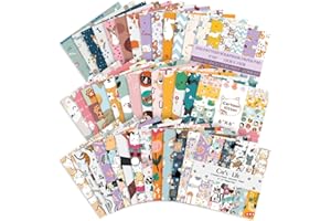 E-WEICHEN 72 Sheets Scrapbooking Paper Pad 6”x6”160GSM Single Sided Decorative Paper Pack Journaling Supplies Patterned Cardstock for Craft Present Wrapping Vintage Animal