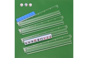 CHICMOSS Mahjong Racks with Pushers, All-in-One Mahjong Tile Pushers and Racks with 3 Dices, Modern American Tile Set of 4 (Clear)