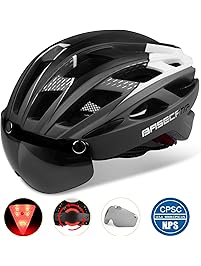 Basecamp Bike Helmet, Light Weight Bicycle Helmet CPSC Certified Specialized Cycling Helmet with Removable Visor& Safety Light& Adjustable Liner for Men&Women